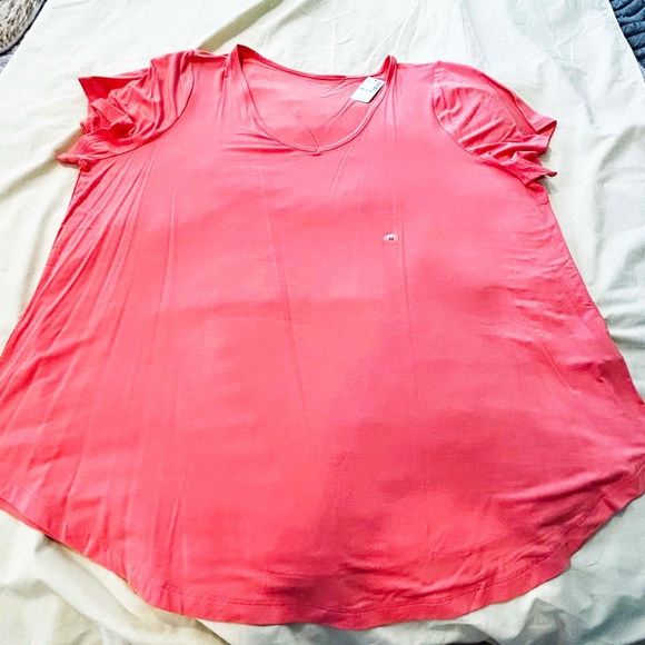 NEW PHOTOS! T-SHIRT, ROUNDED VEE NECK, GEORGIA PEACH, SIZE 4X, SHORT SLEEVES, - Picture 1 of 11